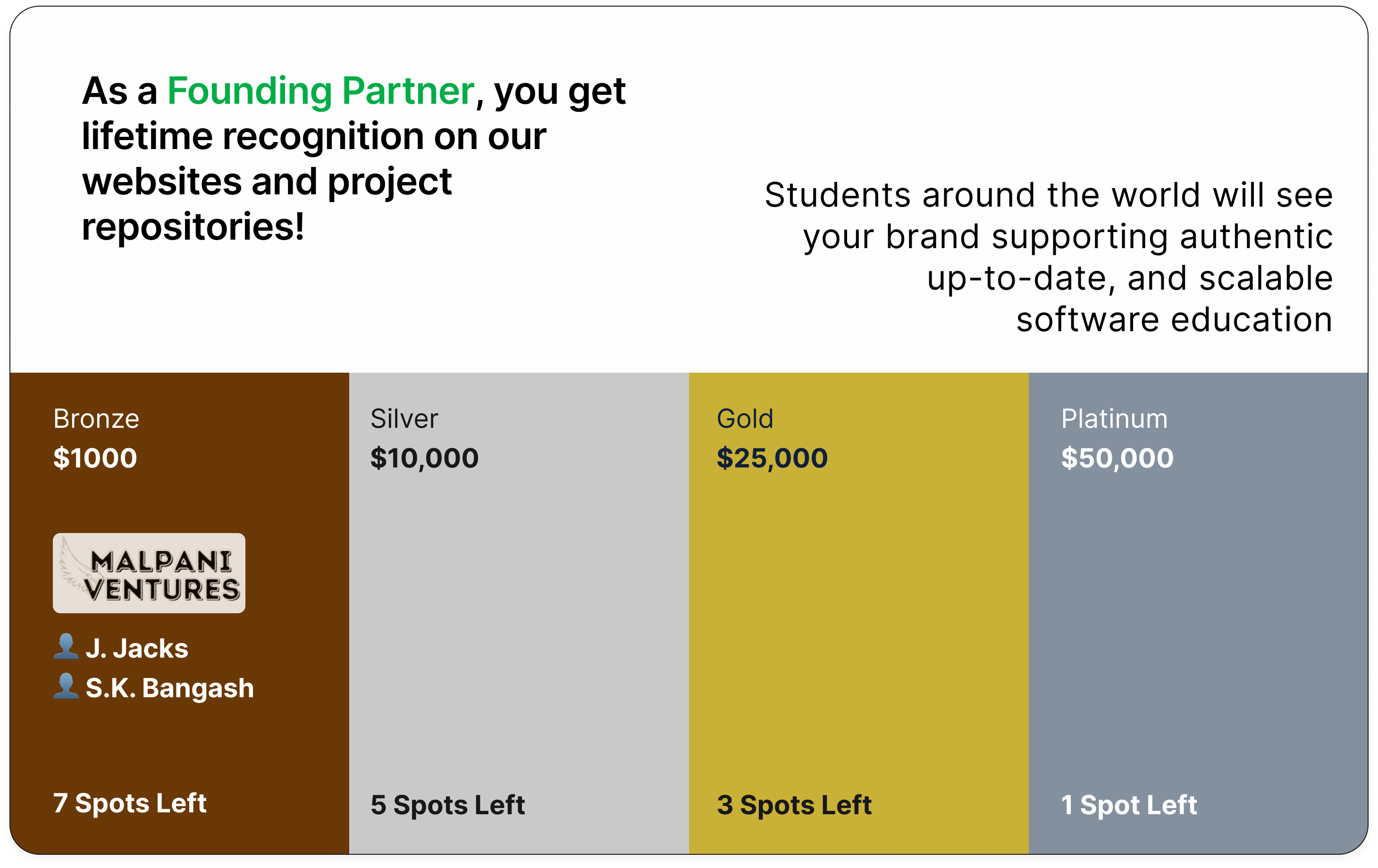 Become a Founding Partner Slide